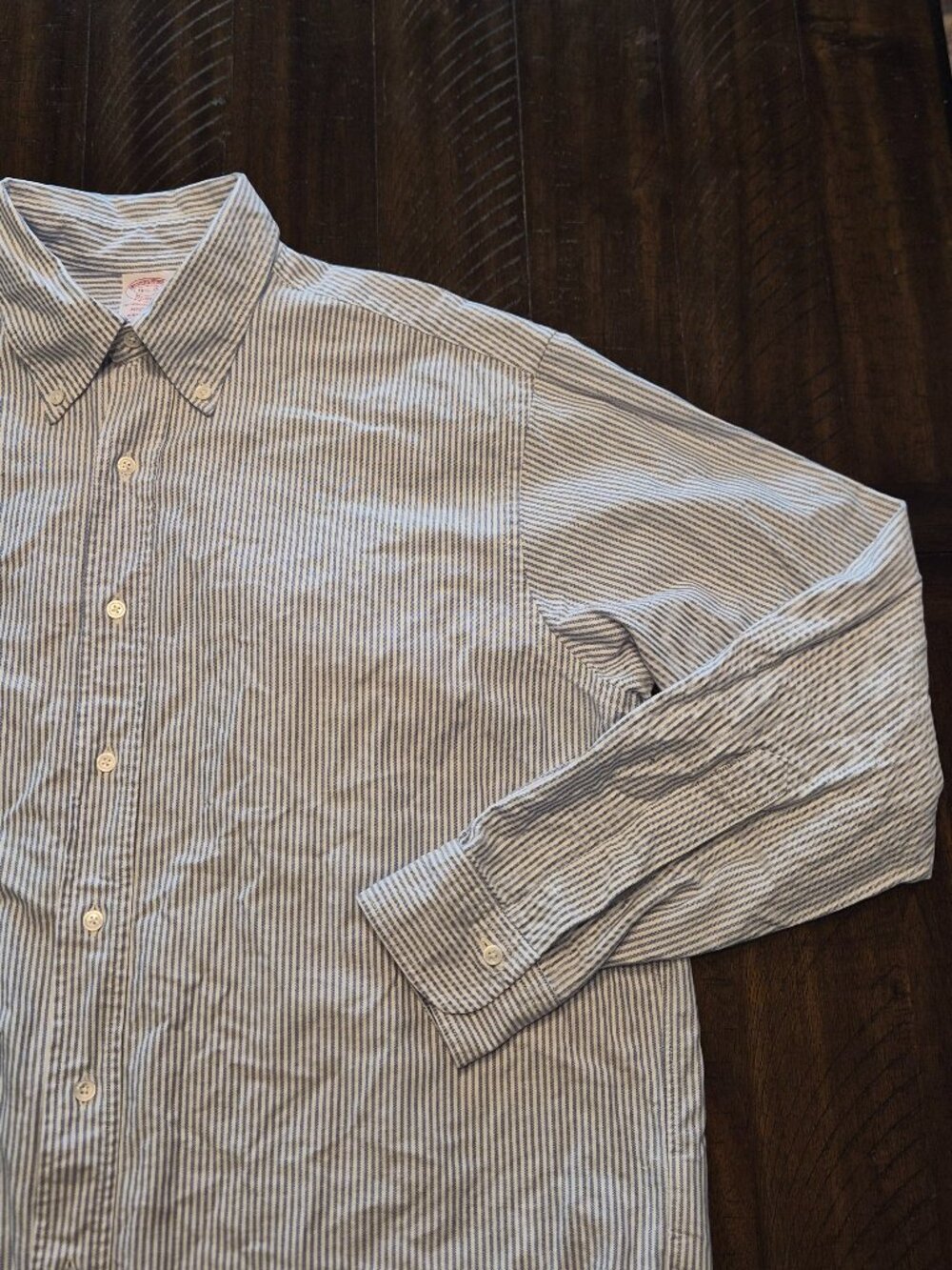 Brooks Brothers Makers madison Button Up Shirt Mens Stripe Non Iron 16.5-35 G924